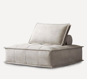 Square <strong>Floor</strong> Cushion Sofa <strong>Seat</strong> with Backrest Light Grey Armless Modular Single to Go Sofa Vacuum Package for Living Room - Product Image 4
