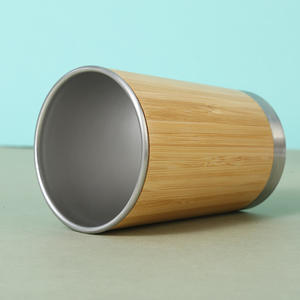 Thermos de voyage écologique avec logo personnalisé, gobelet à café en bambou avec coque en bambou - Product Image 3