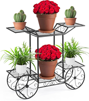Support à plantes en métal à 6 niveaux de style parisien vintage, étagère à fleurs multi-niveaux avec roulettes pour la décoration intérieure, balcon, jardin