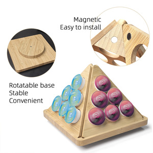Organizador de cápsulas de café de bambú, forma triangular giratoria, estante de almacenamiento de una sola capa para cápsulas K-Cup - Product Image 3