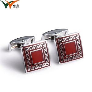 Mancuernillas Metálicas con Forro para Camisa de Hombre, Estilo Vintage, Color Rojo, Forma Cuadrada - Product Image 2