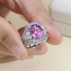 Bague pour femme Messi Jewelry MSR-2031 PT950 avec pierres précieuses et diamants de laboratoire - Product Image 6