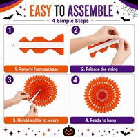 Guirlande de ventilateurs ronds en papier nid d'abeille pour Halloween, décoration de fête, d'anniversaire, de mariage ou de baby shower