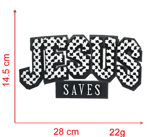 Bán Buôn Thêu Thư Chenille Tùy Chỉnh Sắt Trên Các Bản Vá Lỗi Thêu Thiên Chúa Là Tốt Chenille Các Bản Vá Lỗi Cho Quần Áo - Product Image 4