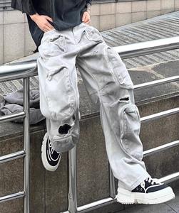 Tailor's New Summer Design Jeans déchirés en <span class=keywords><strong>toile</strong></span> décontractée pour hommes Loose Hip-hop Street Wash avec un style tendance - Product Image 3