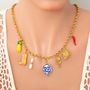 Collar con Colgante de Corazón de Acero Inoxidable, Chapado en Oro de 18K, con Perla, Joyería, Regalo para Mujer, Accesorios de Moda - Product Image 4