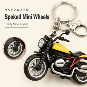 Porte-clés <span class=keywords><strong>mini</strong></span> moto, modèle de moto 3D noir et jaune avec roues à rayons, porte-clés jouet mignon pour enfants garçons - Product Image 4
