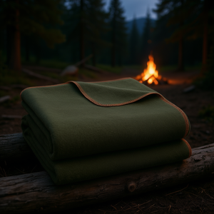 Couverture de camping en mélange de laine vert militaire 64 x 88, modèle D0100X324WJ, pour la survie, la randonnée et les voyages - Product Image 2