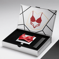Boîte d'emballage haut de gamme pour soutien-gorge avec estampage à chaud dimensionnel et motif dentelle tulipe, boîtes cadeaux pour lingerie de marque au design raffiné