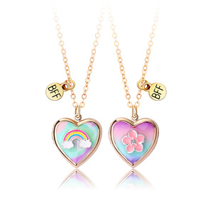 Collier simple et élégant en forme de fleur arc-en-ciel avec boîte photo en forme de cœur pouvant contenir <span class=keywords><strong>des</strong></span> <span class=keywords><strong>photos</strong></span>, collier DIY - Product Image 5