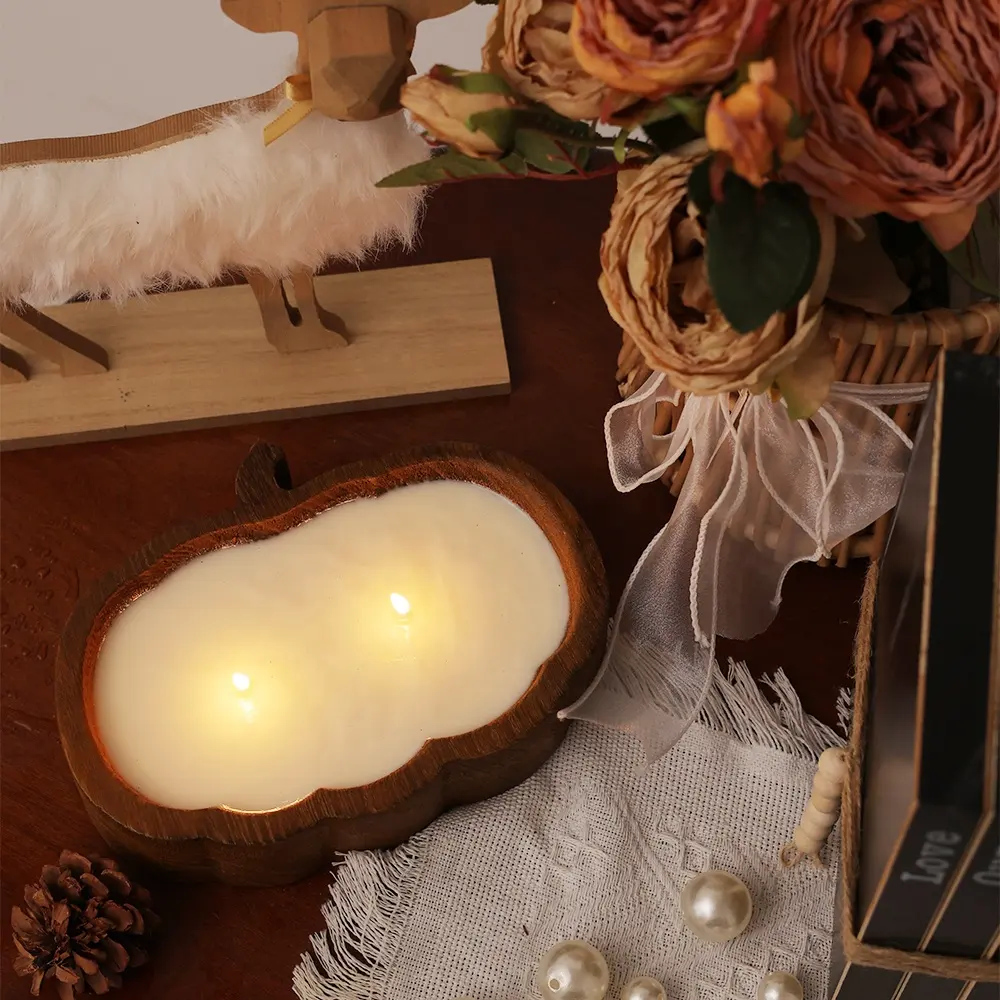 Ciotola di pasta di zucca candela ciotola di pasta di legno profumata candela pasta di candela candela per l'arredamento per la casa