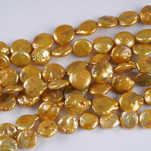 Cuentas de Perlas de Agua Dulce Naturales Sueltas, Teñidas en Oro, de 11-13 mm, de Zhuji, para Hacer Pulseras y Collares, Accesorios Semiterminados para Manualidades - Product Image 4