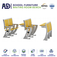 Chaise d'auditorium commerciale avec siège rembourré, dossier, tablette d'écriture, cadre en acier inoxydable, sièges pour salle d'attente scolaire