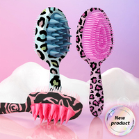 Brosse à cheveux double denture Wanmei et outils de bain à manche long pour le lavage des cheveux, avec motif personnalisé et procédé de collage
