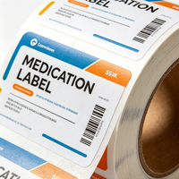 Étiquettes de médicaments personnalisées en laminate bleu orange, écologiques, imperméables, en rouleau, autocollantes, professionnelles, pour usage médical