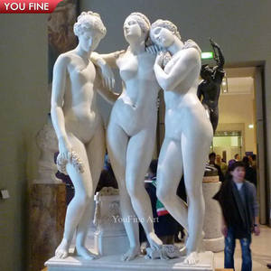 Sculpture de <span class=keywords><strong>femme</strong></span> nue en marbre de trois beautés pour jardin extérieur - Product Image 3