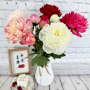 Artificial Peony Bouquet Cross border new two heads peony artificial flower wedding decoration flower