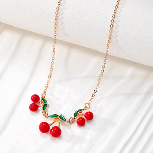 Strawberry Fruit Necklace And <b>Bracelet</b> <b>Set</b> For Women Red Zinc Alloy Jewelry Gift Fashion Accessory - Product Image 3