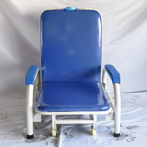 Portable <b>Folding</b> Chair <b>Bed</b> Single Size Blue Hospital Care Companion Nap Chair For Home And Public Use - Product Image 2