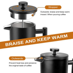 Cafetera Francesa Portátil Moderna de Doble Pared de Acero Inoxidable con Filtro de Malla, Émbolo de Repuesto, Gran Capacidad de <span class=keywords><strong>1000</strong></span> <span class=keywords><strong>ml</strong></span> - Product Image 5