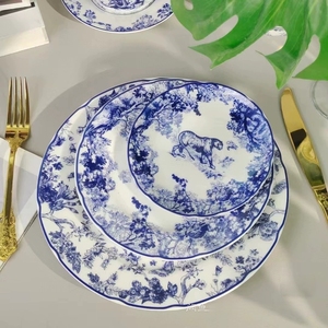 ชุดอาหารค่ำหรูหราไฮเอนด์ จานกระเบื้องเคลือบเนื้อกระดูก ขนาด 8-10 นิ้ว พร้อมถ้วยทรงกลม สำหรับใช้ในบ้านและร้านอาหาร - Product Image 6