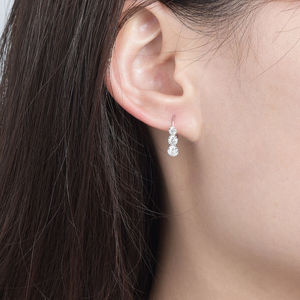 Pendientes de Aro Ruizuan de Moissanita al por Mayor, Joyería a Granel, Pendientes Minimalistas de Plata Esterlina, Diseño Moderno y de Moda, Rodio - Product Image 5