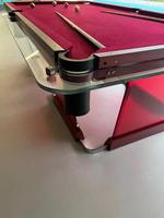Table de billard de 7 pieds en verre personnalisable en usine avec verre trempé et pieds de table en verre transparent de qualité tournoi