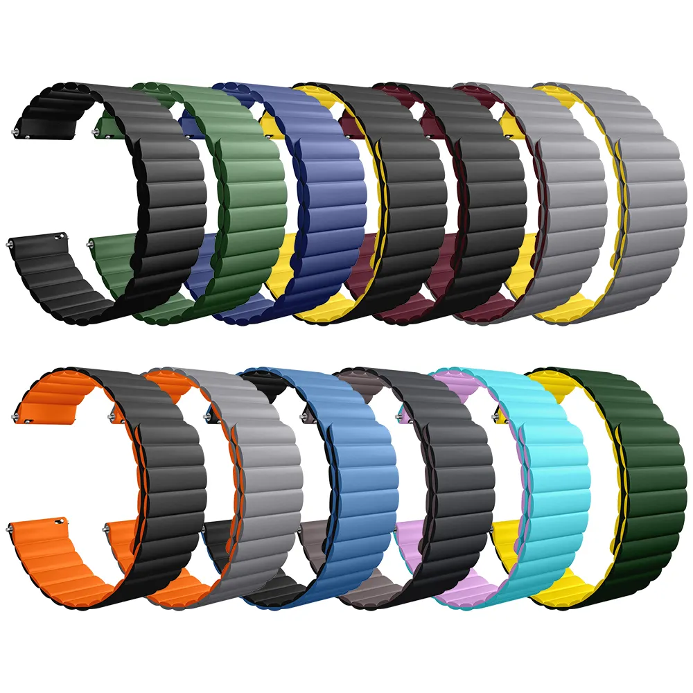 Chungming Reversible Magnetic Silicone Strap 20mm 22mm Watch Band for Samsung Smart Galaxy Watch 3 4 5 42mm 44mm 46mm 45mm