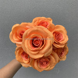 باقة ورد صناعي من الحرير A-311 بالجملة، 7 رؤوس برتقالية اللون، مصنوعة يدويًا، ترتيب حديث لتزيين عيد الميلاد - Product Image 5