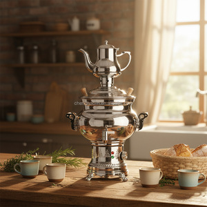 <span class=keywords><strong>Samovar</strong></span> <span class=keywords><strong>Elettrico</strong></span> Tradizionale da 8L in Acciaio Inox con Protezione Contro il Bollimento a Secco, Argento - Product Image 4