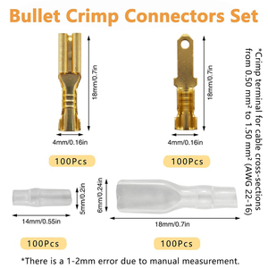 ขั้วต่อสายไฟแบบหางปลาโลหะหุ้มฉนวนสำเร็จรูป ทองแดง ทองเหลือง สำหรับสายคู่ - Product Image 2