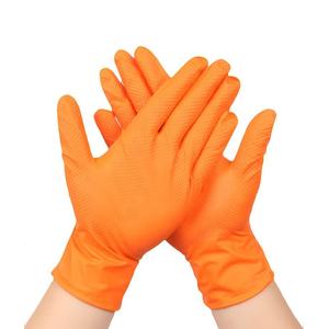 Guantes de Nitrilo Naranja de 8 Mil para Mecánicos, Garaje, Automóviles, Industria, Reparación de Automóviles, Uso Laboral, Textura de Diamante - Product Image 1