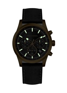 Reloj cronógrafo solar de bronce para hombre, movimiento de cuarzo solar japonés VR32, 50 m resistente al agua, correa de cuero genuino. - Product Image 5