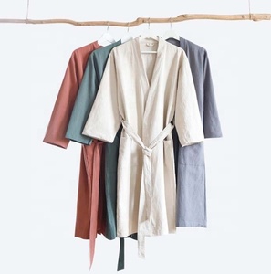 Abito <span class=keywords><strong>Kimono</strong></span> personalizzato in cotone lino Spa Sauna accappatoio da notte lounge vestaglia - Product Image 2