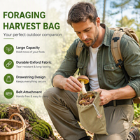 Sac de cueillette et de collecte en toile à cordon de serrage, à porter à la taille, pour le camping, la randonnée, les expéditions et la cueillette sauvage en extérieur