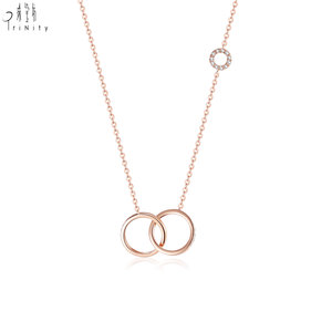 New Collection Manufacturer Export Double Circle Design Chain Fine Jewelry Set 18K <b>Solid</b> <b>Gold</b> Natural Diamond <b>Pendant</b> Necklace - Product Image 1