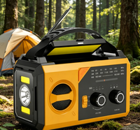 Radio portable AM/FM/WB avec antenne, alimentation solaire, charge manuelle et charge USB ; compatible avec les écouteurs, 20000 mAh