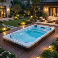 DSL-466A 3-Personen Endlos-Schwimmbecken für den Außenbereich, beheizter Pool mit Balboa-Steuerung, LED-Massage, 7KW