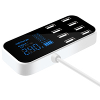 Chargeur mural de bureau multi-ports intelligent avec écran LCD numérique, 8 ports USB, 8A, PD3.0 20W QC 3.0, pour téléphones mobiles - Vente en gros