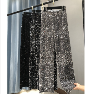 Autunno e inverno <span class=keywords><strong>pantaloni</strong></span> larghi con <span class=keywords><strong>paillettes</strong></span> ispessite drappo <span class=keywords><strong>pantaloni</strong></span> per pulire taglie forti <span class=keywords><strong>pantaloni</strong></span> lunghi dritti lucidi da donna - Product Image 1