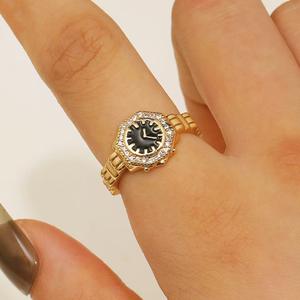 Anillos de reloj de oro con sentido de gama alta, anillo de apertura chapado en oro de 18 quilates de cobre, accesorio de personalidad de nicho de puntero de moda - Product Image 6