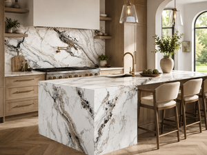 UNION STONE Calacatta Bronze Noir, Losa Grande de Cuarzo Artificial Impreso, Diseño Moderno Ecológico para Cocina, Pared, Baño, Comedor - Product Image 5