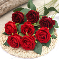 S1050 Hochwertige Künstliche Große Rote Rosen Fake Blumen DIY Samt-Rosen Künstliche Rosenblüten für Hochzeits- und Heimdekorationen