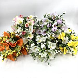 Prix d'usine 36 têtes 48cm Bush de fleurs artificielles funéraires de grande taille et Bush plat pour les événements de cimetière et commémoratifs - Product Image 1