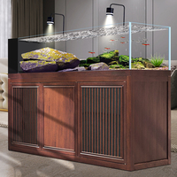Aquarium de style Creek en verre extra-clair, filtration par le fond, débordement latéral, aquascaping de style naturel, grand réservoir pour poissons rouges Ranchu
