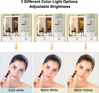 Coiffeuse avec lumières, coiffeuse avec 5 tiroirs, ensemble de 3 modes d'éclairage, luminosité réglable, table de maquillage pour chambre à coucher