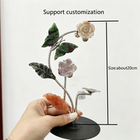 Ornement Papillon Fleur Sculpté à la Main avec Support Métallique et Pierres Précieuses Mélangées en Fluorite pour Décoration de Table Domestique - Vente Chaude