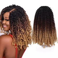 Extensions de Cheveux à Torsades Printanières en Crochet Synthétique Ombrées de 8 Pouces, Étiquette Privée Kanekalon Julianna Wholesale