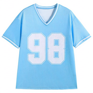 T-shirt décontracté en jersey maille pour femme grande taille, col rond, manches courtes, respirant, 100 % coton, rouge, blanc, marine - Product Image 5