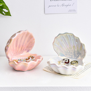 Cross-Border Simple <strong>Ceramic</strong> Shell <strong>Jewelry</strong> Storage Tray <strong>Box</strong> Geometric European Design for Desktop Room Decoration <strong>Jewelry</strong> Display - Product Image 3